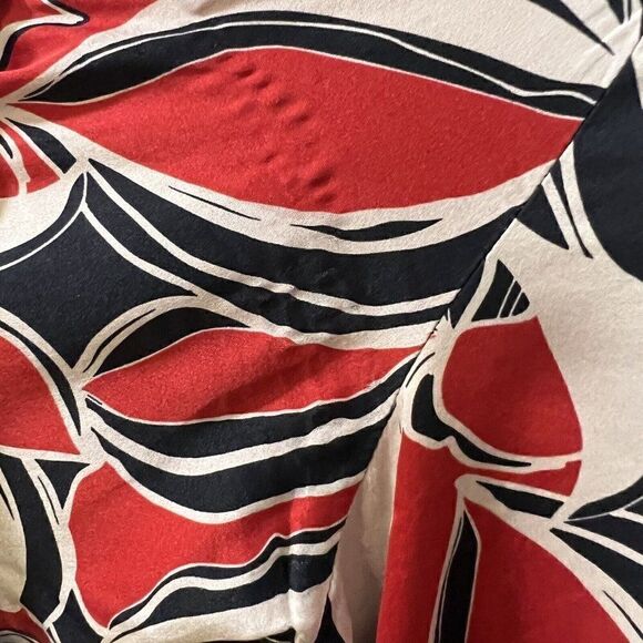 Soft Surrounding Womens Top SILK Blouse Size Large Long Sleeve Red Black Cream - Picture 6 of 6